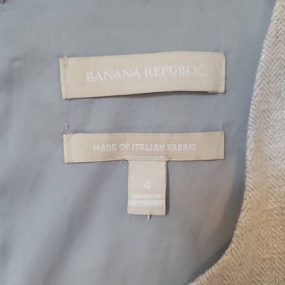Banana Republic Gray Silver Sparkles Wool Blend V-Neck Sheath Dress Size 4 - Picture 5 of 10
